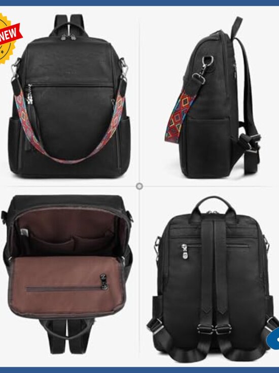 Medium Faux Leather Convertible Backpack Purse with 12  display picture 3